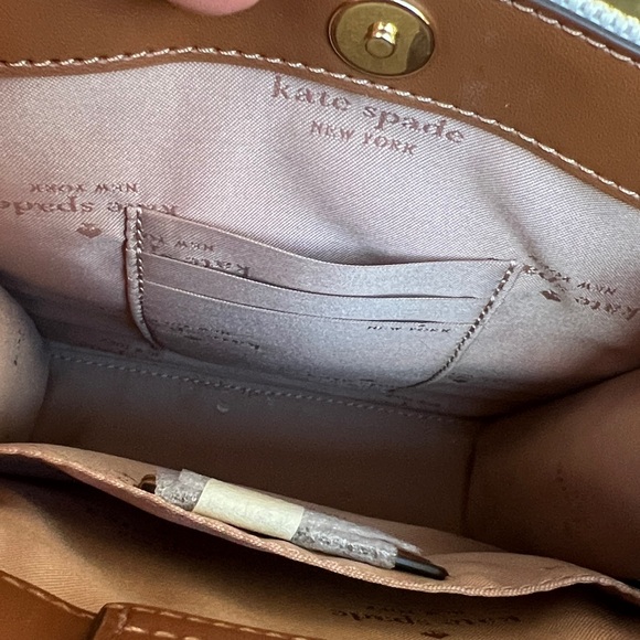 KATE SPADE Ellie Mini tote crossbody canvas brown off white - Picture 16 of 17